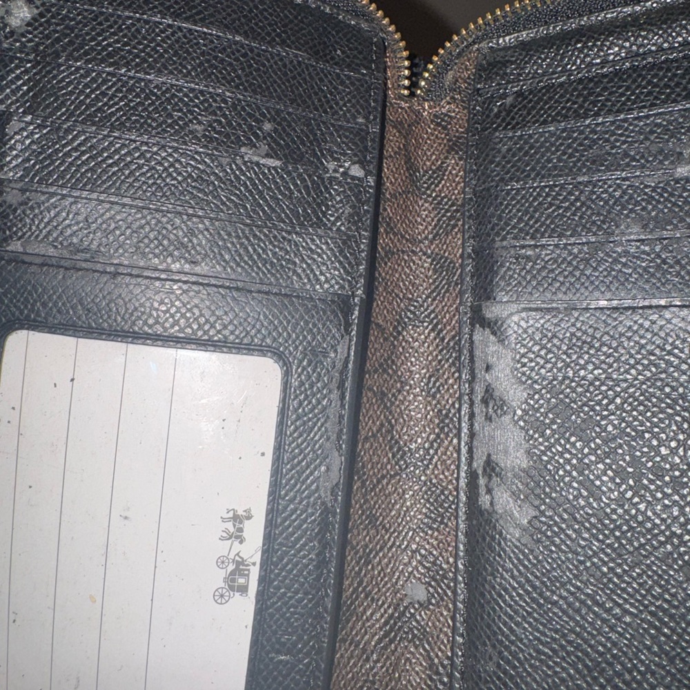 Coach Black Leather Wristlet Clutch with Gold Logo - Picture 6 of 9